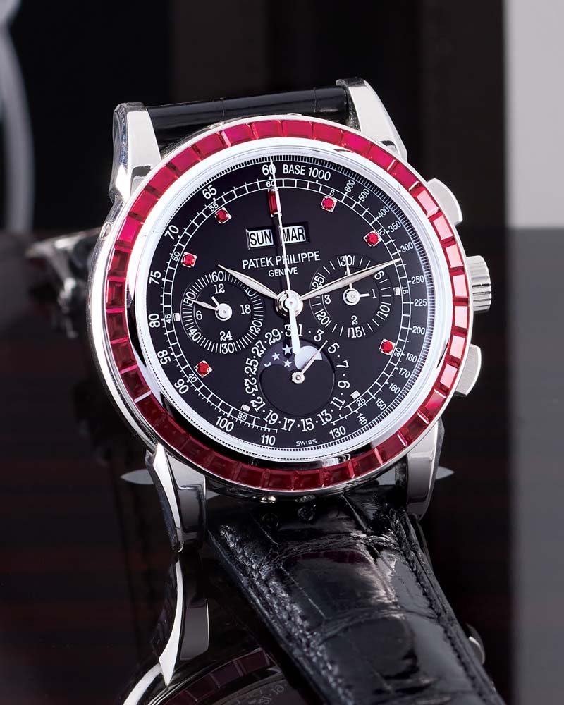 Patek Philippe Ref. 5971/12P-011, Perpetual calendar Chronograph, Platinum, Rubies