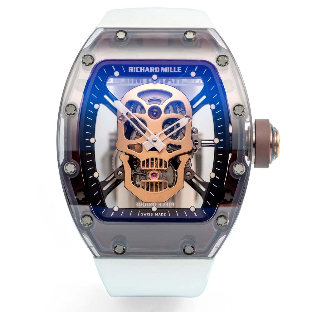 RICHARD MILLE ref. rm 52-01, one-minute tourbillon regulator; "skull tourbillon" so-called "the vanitas vanitatum", piece unique; brown sapphire-crystal